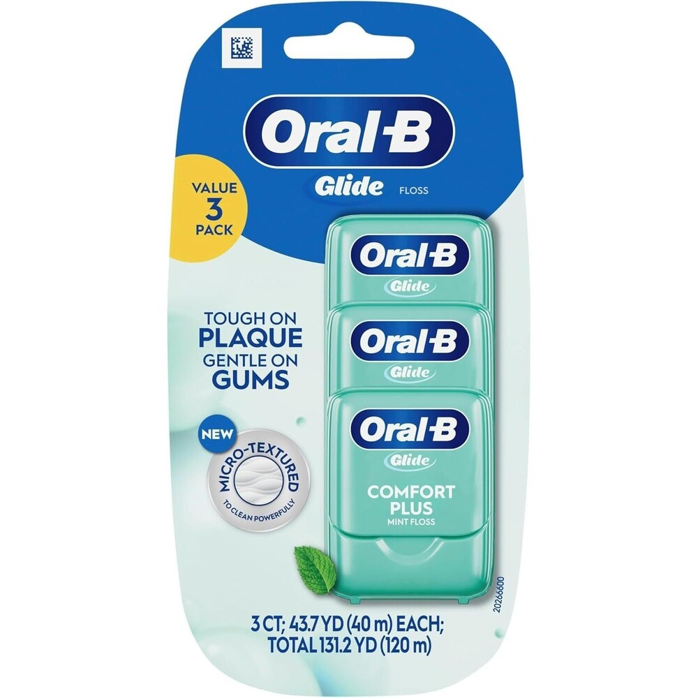 3-Pack Oral-B Adult Glide Comfort Plus Dental Floss Extra Soft Value White